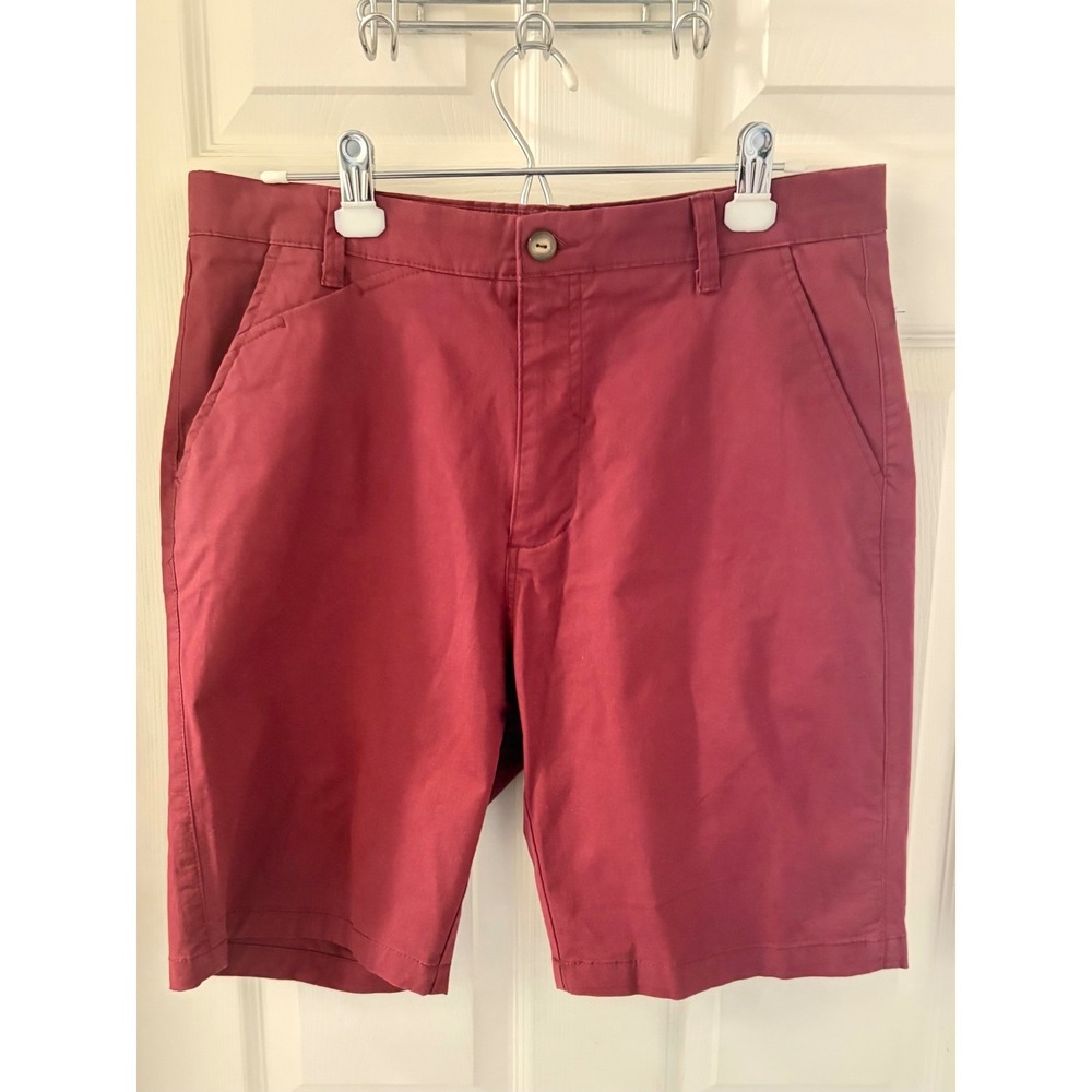 Across the Pond Signature Line Mens 34 Red Golf Shorts Stretch Flat Front